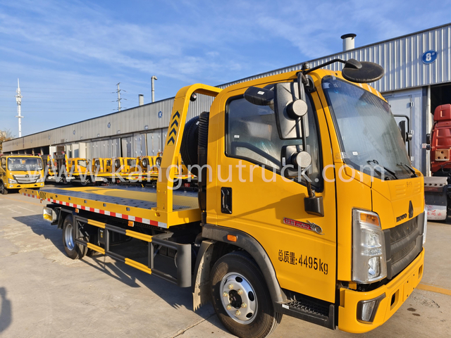 کامیون یدک کش تخت خواب مسطح HOWO 140HP Heavy Duty Wrecker Recovery Truck